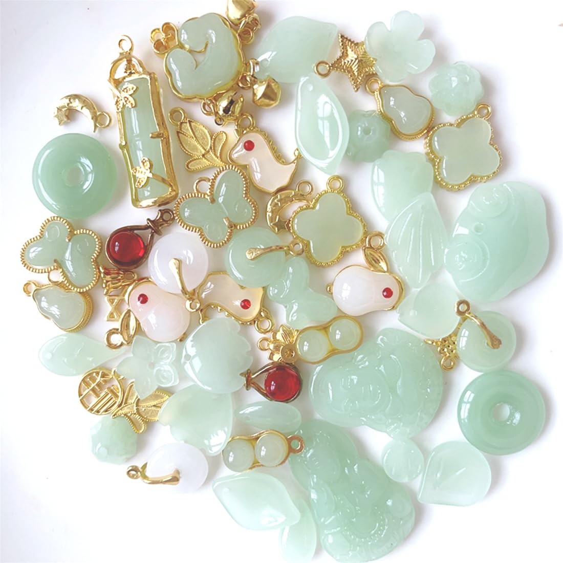 Amazon.com: SUKPSY 50Pcs Inlaid Alloy Imitation Jade Beads
